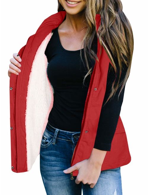 Women's Winter Buffalo Plaid Jacket Vest with Sherpa Fleece Lining