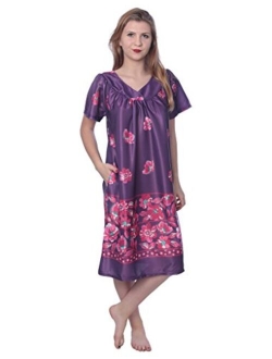 Women's Short Sleeve Housecoat Floral Duster Nightgown