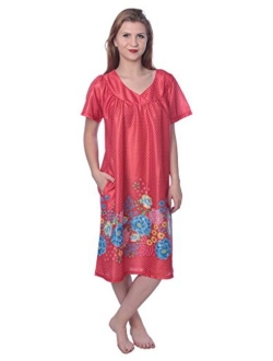 Women's Short Sleeve Housecoat Floral Duster Nightgown