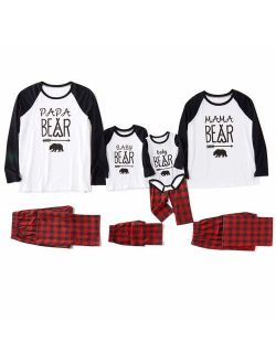 IFFEI Matching Family Pajamas Sets Christmas PJ's with Bear Printed Tee and Plaid Pants Loungewear Upgrade 2019