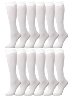 Falari 6 or 12 Pairs Women Trouser Socks with Comfort Band Stretchy Spandex Opaque Knee High