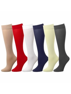 Falari 6 or 12 Pairs Women Trouser Socks with Comfort Band Stretchy Spandex Opaque Knee High