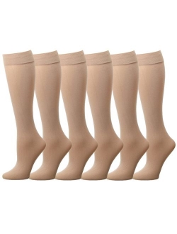 Falari 6 or 12 Pairs Women Trouser Socks with Comfort Band Stretchy Spandex Opaque Knee High