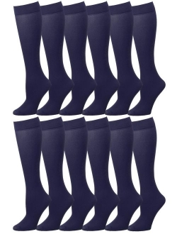 Falari 6 or 12 Pairs Women Trouser Socks with Comfort Band Stretchy Spandex Opaque Knee High