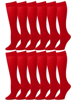 Falari 6 or 12 Pairs Women Trouser Socks with Comfort Band Stretchy Spandex Opaque Knee High