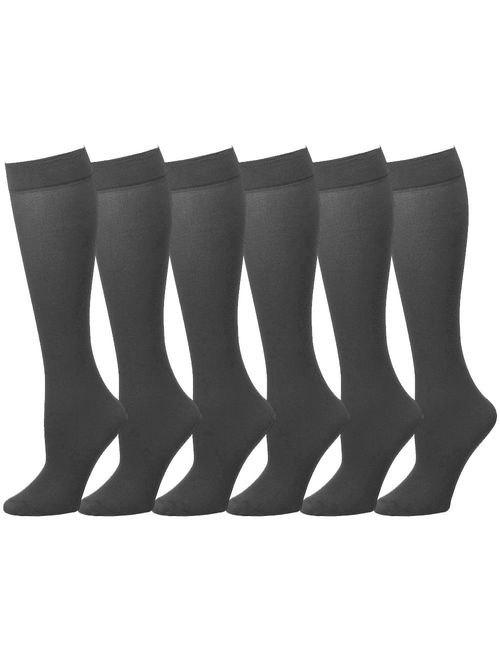 Falari 6 or 12 Pairs Women Trouser Socks with Comfort Band Stretchy Spandex Opaque Knee High