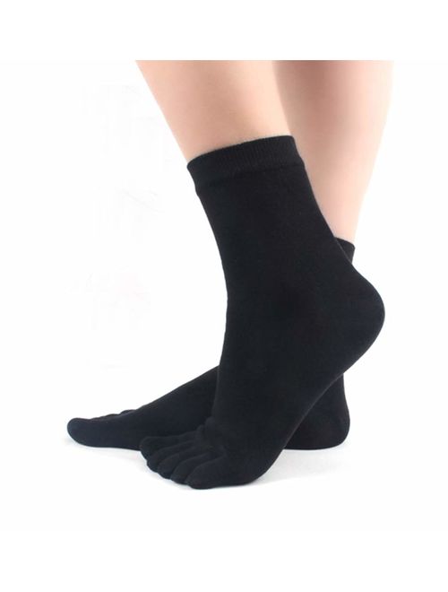 HONOW Women's Low Cut Toe Socks Ankle Cotton Running Socks(Pack of 5/6)