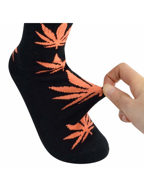 Lystaii 5 Pairs Weed Leaf Printed Cotton Socks Unisex Maple Leaf Printed Socks