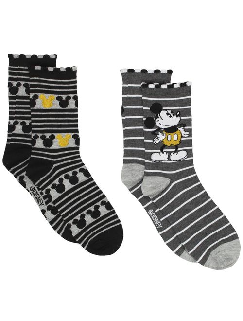 Disney Mickey Mouse Womens 2 pack Socks (Big Kid/Teen/Adult)