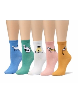 Leotruny Women's Colorful Cute Cat Crew Socks with Gift Box