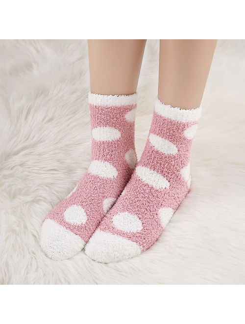 Fuzzy Socks for Women Winter Warm Soft Fluffy Socks for Home Sleeping Indoor Thick Cozy Plush Sock 4, 6 Pairs