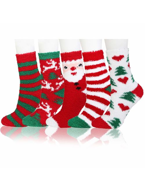 Fuzzy Socks for Women Winter Warm Soft Fluffy Socks for Home Sleeping Indoor Thick Cozy Plush Sock 4, 6 Pairs