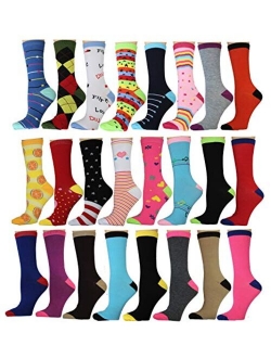 12 Pack Women's Colorful Patterned Cute Funny Casual Fashion Crew Socks by Frenchic