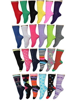 12 Pack Women's Colorful Patterned Cute Funny Casual Fashion Crew Socks by Frenchic