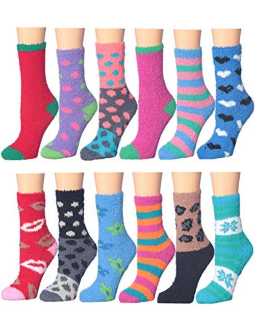 12 Pack Women's Colorful Patterned Cute Funny Casual Fashion Crew Socks by Frenchic