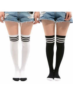 Women's Over Knee High Socks, MEIKAN Fashion Cotton Cosplay Thigh High Socks 3 Pack