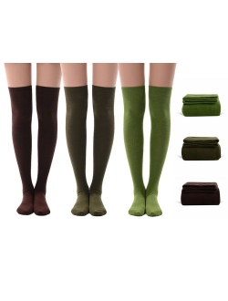 Women's Over Knee High Socks, MEIKAN Fashion Cotton Cosplay Thigh High Socks 3 Pack