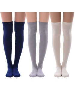 Women's Over Knee High Socks, MEIKAN Fashion Cotton Cosplay Thigh High Socks 3 Pack