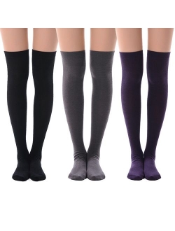 Women's Over Knee High Socks, MEIKAN Fashion Cotton Cosplay Thigh High Socks 3 Pack