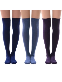 Women's Over Knee High Socks, MEIKAN Fashion Cotton Cosplay Thigh High Socks 3 Pack