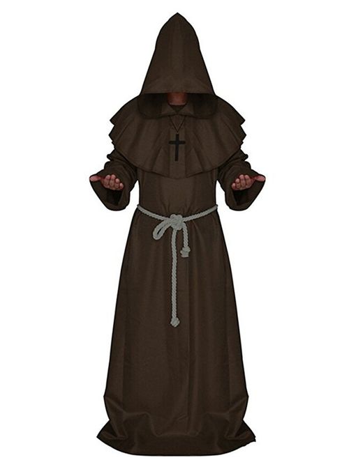 VERNASSA Medieval Monk Robe Priest Robe Halloween Cosplay Costume Cloak