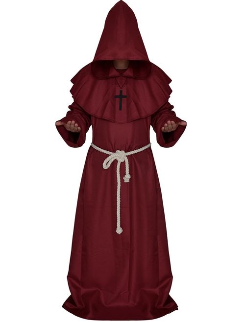 VERNASSA Medieval Monk Robe Priest Robe Halloween Cosplay Costume Cloak