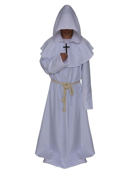 VERNASSA Medieval Monk Robe Priest Robe Halloween Cosplay Costume Cloak