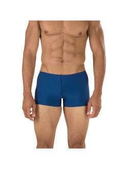 Men Race Endurance  Polyester Solid Square Leg Swimsuit