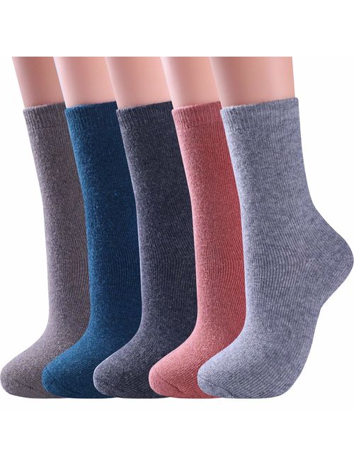 Jeasona Womens Wool Socks Thick Warm Winter Vintage Knit Thermal Gifts