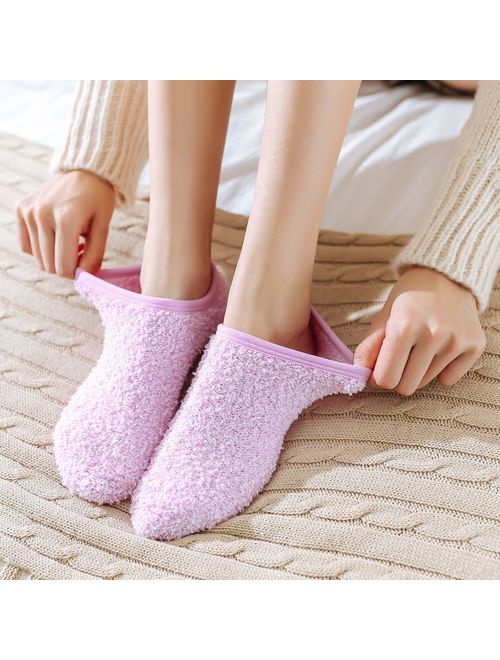 SKOLA 4/6 Cozy Winter Fuzzy Women Socks,Grip Slippers,Fluffy House Non Skid