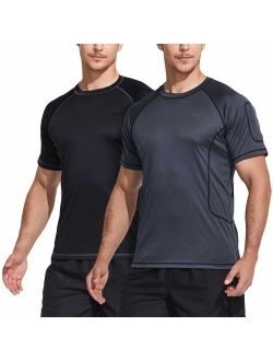 TSLA Men's (Pack of 1, 2) UPF 50+Swim Shirt Loose-Fit Swim Tee Rashguard Top