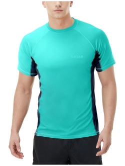 TSLA Men's (Pack of 1, 2) UPF 50+Swim Shirt Loose-Fit Swim Tee Rashguard Top