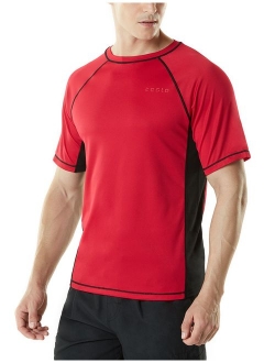 TSLA Men's (Pack of 1, 2) UPF 50+Swim Shirt Loose-Fit Swim Tee Rashguard Top