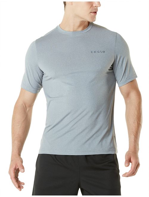 TSLA Men's (Pack of 1, 2) UPF 50+Swim Shirt Loose-Fit Swim Tee Rashguard Top