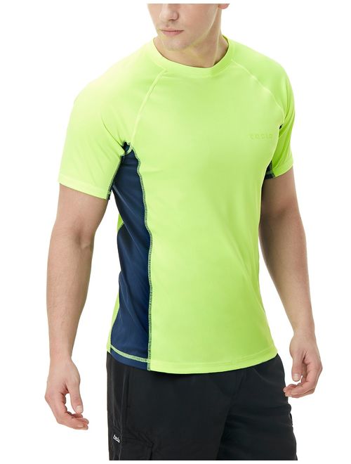 TSLA Men's (Pack of 1, 2) UPF 50+Swim Shirt Loose-Fit Swim Tee Rashguard Top