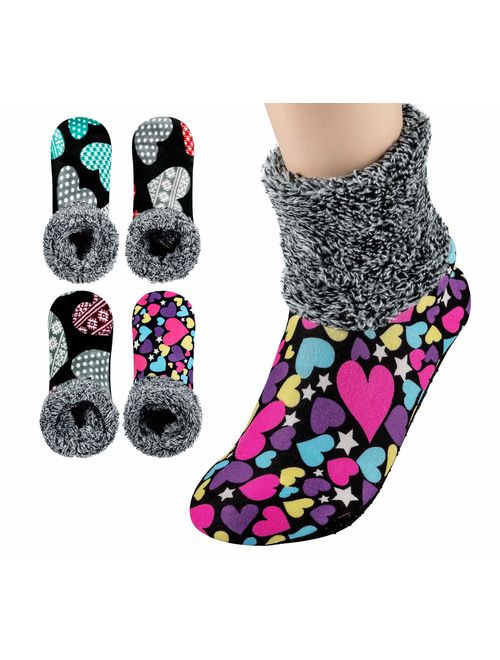 4-5 PAIRS,Womens warm socks,Stretch Velvet,Cozy slippers women,Non Slip by Grippers in Hospital/Nursing Home