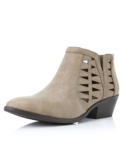 DailyShoes Women's Western Cowboy Booties Comfortable Chunky Heel Pointed Toe Stylish Ankle Boots