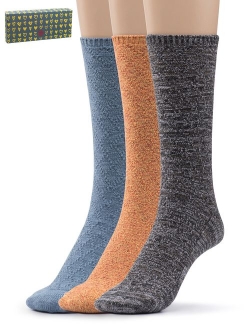 Silky Toes Women's 3 PK Winter Vintage Boot Crew Socks Thick Warm Optional Gift Box