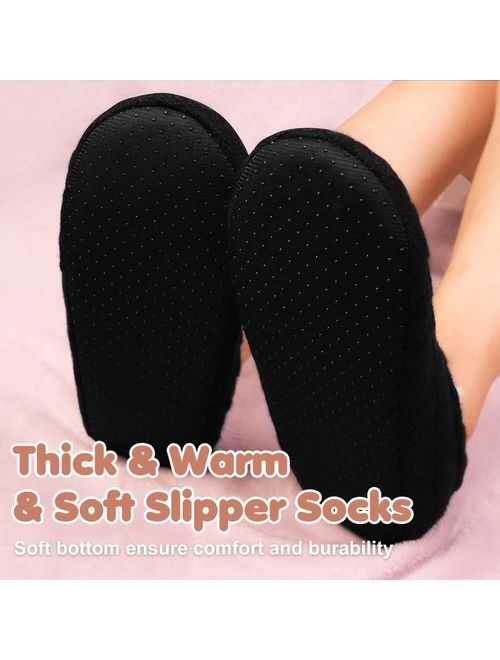 2 Pairs Womens Slippers Socks with Grippers, Non slip Winter Fluffy Fuzzy Slipper socks for women