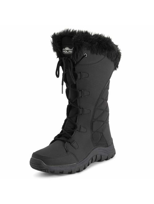 Polar Womens Quilted Lace Up Grey Outdoor Snow Rain Duck Boot