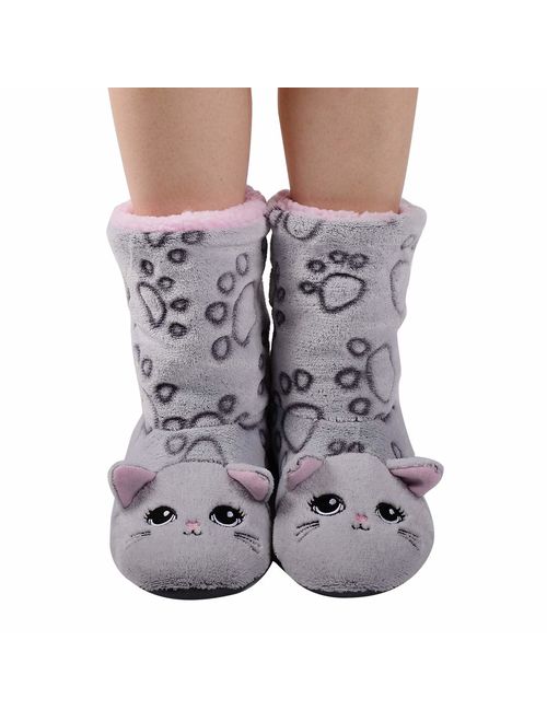 Panda Bros Slipper Socks for Women Cozy Warm Lined Fuzzy Sock Slippers Indoor Booties with Non Slip Grippers