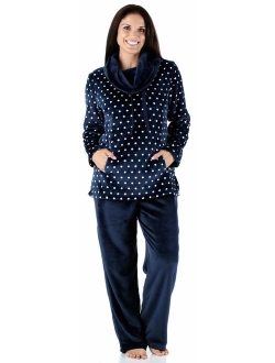 Sleepyheads Women's Fleece 2-Piece Cowl Neck Pullover Loungewear Pajamas