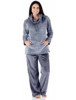 Sleepyheads Women's Fleece 2-Piece Cowl Neck Pullover Loungewear Pajamas