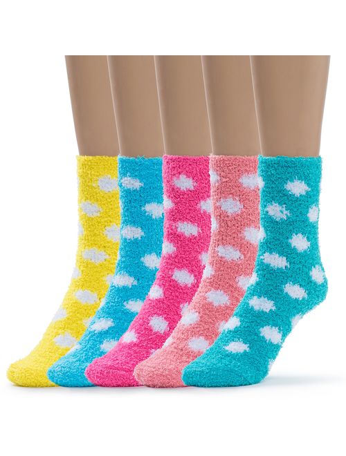 Silky Toes Womens 5 Pairs Warm Fuzzy Slipper Casual Socks