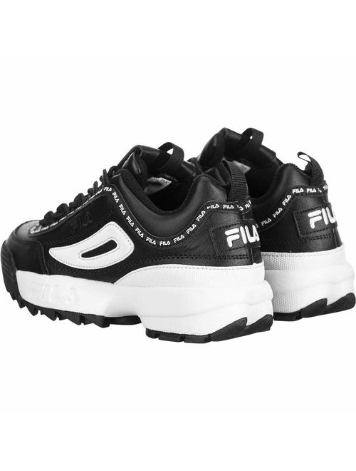 Fila Womens Disrupter II Premium Repeat Leather Low Top Lace Up Fashion Sneak.