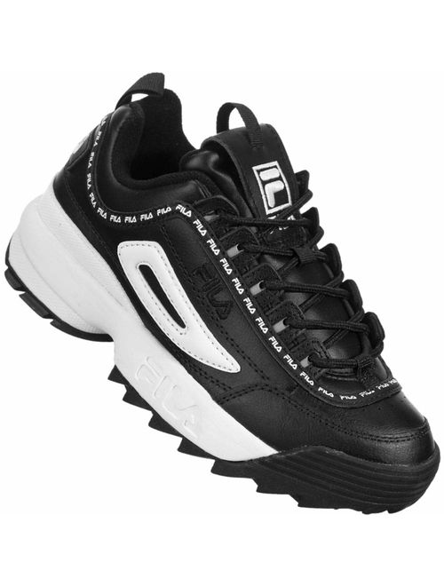 Fila Womens Disrupter II Premium Repeat Leather Low Top Lace Up Fashion Sneak.