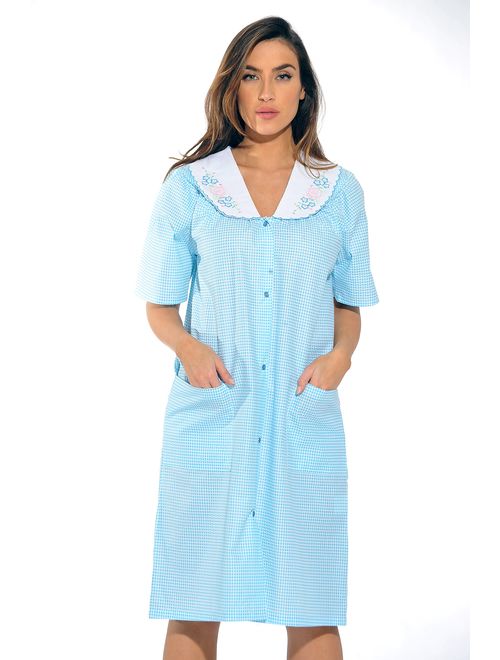 Dreamcrest Short Sleeve Duster Housecoat Women Sleepwear