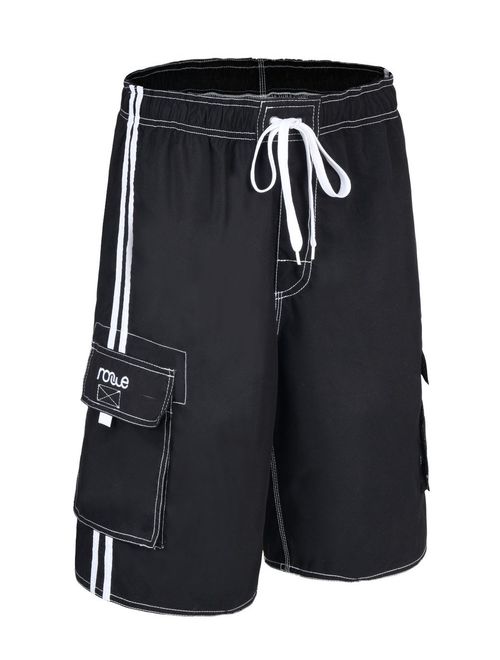 Nonwe Men's Beachwear Board Shorts Quick Dry with Mesh Lining Swim Trunks