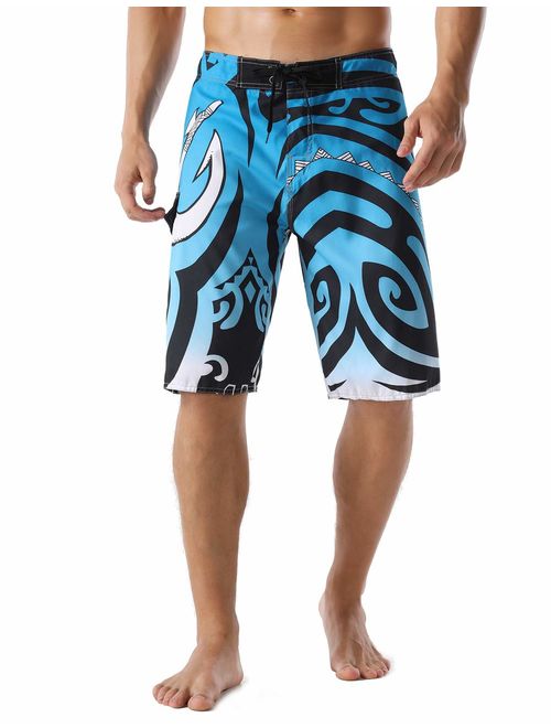 unitop Men's Swim Trunks Beachwear Quick Dry Hawaiian Printed