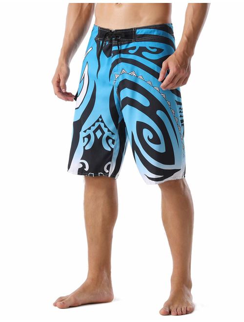 unitop Men's Swim Trunks Beachwear Quick Dry Hawaiian Printed